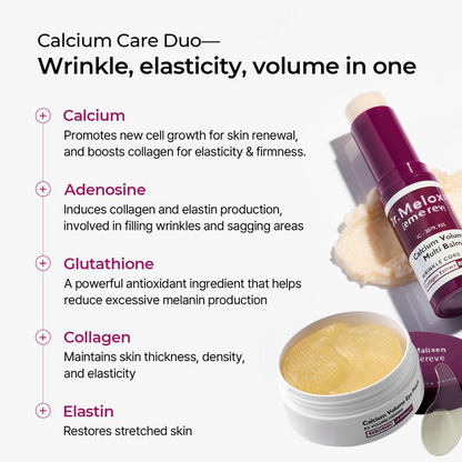 [Dr.Meloxin Official] Last 3 hours 60% off!⏰Calcium Volume Multi Balm & Eye Patch Set – 60 Patches of Collagen-Infused Skincare for Enhanced Elasticity