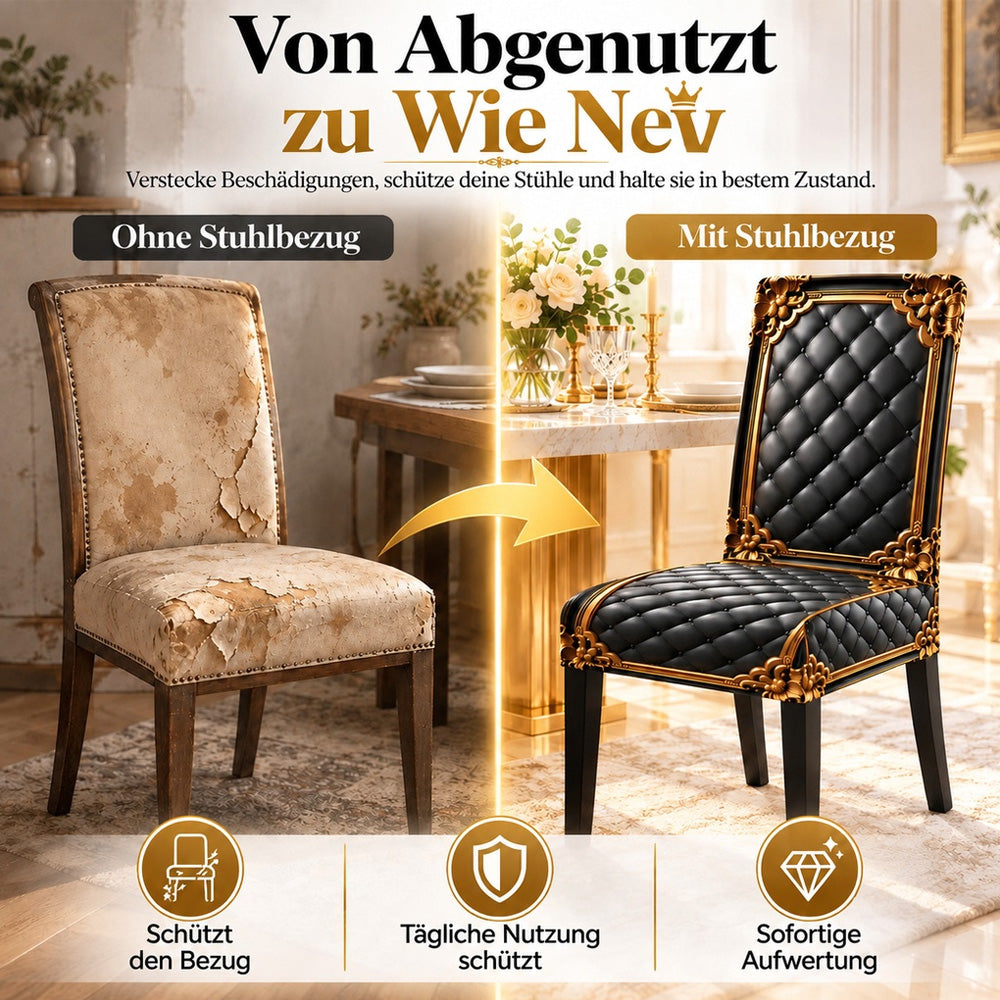👑 Nur für kurze Zeit im Angebot! ✨ Waschbarer Stretch-Stuhlbezug – goldfarbenes Barockmuster & dichtes, elastisches Gewebe 💎