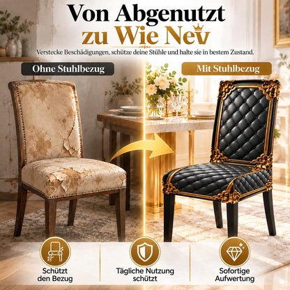 👑 Nur für kurze Zeit im Angebot! ✨ Waschbarer Stretch-Stuhlbezug – goldfarbenes Barockmuster & dichtes, elastisches Gewebe 💎