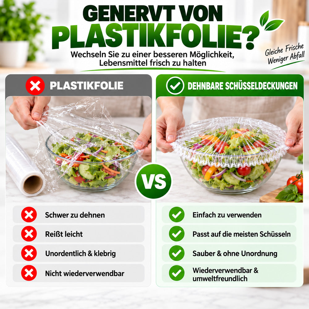 ❄️100 Stück Einweg-Frischhaltehauben🥗elastische Abdeckungen für Schüsseln & Teller, Alternative zu Frischhaltefolie für Lebensmittelaufbewahrung & Reste