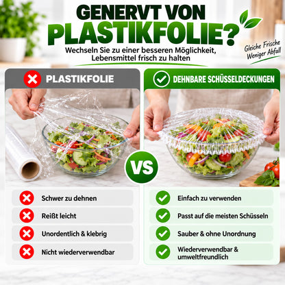 ❄️100 Stück Einweg-Frischhaltehauben🥗elastische Abdeckungen für Schüsseln & Teller, Alternative zu Frischhaltefolie für Lebensmittelaufbewahrung & Reste