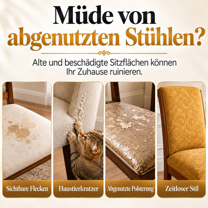 👑 Nur für kurze Zeit im Angebot! ✨ Waschbarer Stretch-Stuhlbezug – goldfarbenes Barockmuster & dichtes, elastisches Gewebe 💎
