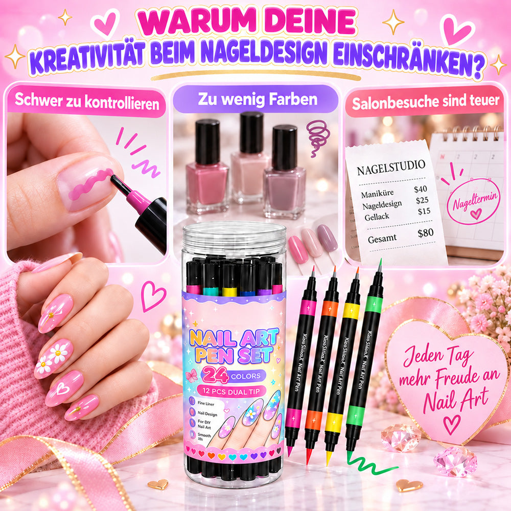 UPSELL💅24‑Farben Doppelseitige Nagelkunststifte – DIY-Maniküre-Zeichenset🎁