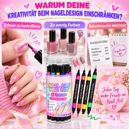 UPSELL💅24‑Farben Doppelseitige Nagelkunststifte – DIY-Maniküre-Zeichenset🎁
