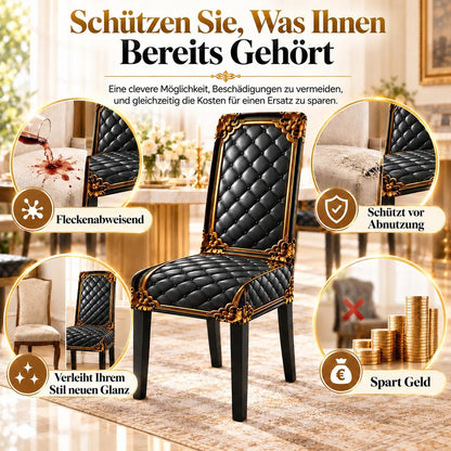 👑 Nur für kurze Zeit im Angebot! ✨ Waschbarer Stretch-Stuhlbezug – goldfarbenes Barockmuster & dichtes, elastisches Gewebe 💎