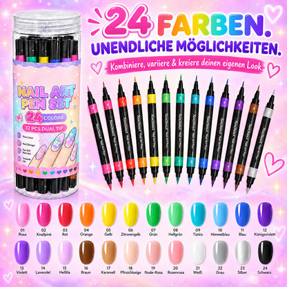 UPSELL💅24‑Farben Doppelseitige Nagelkunststifte – DIY-Maniküre-Zeichenset🎁