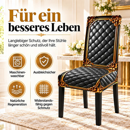 👑 Nur für kurze Zeit im Angebot! ✨ Waschbarer Stretch-Stuhlbezug – goldfarbenes Barockmuster & dichtes, elastisches Gewebe 💎