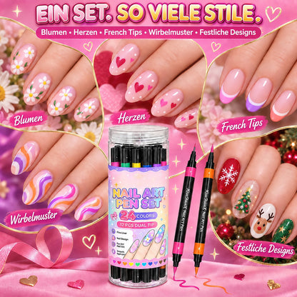 UPSELL💅24‑Farben Doppelseitige Nagelkunststifte – DIY-Maniküre-Zeichenset🎁