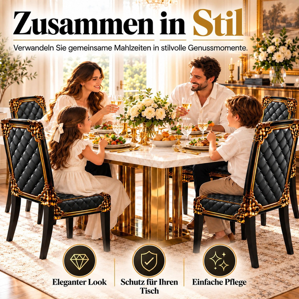 👑 Nur für kurze Zeit im Angebot! ✨ Waschbarer Stretch-Stuhlbezug – goldfarbenes Barockmuster & dichtes, elastisches Gewebe 💎