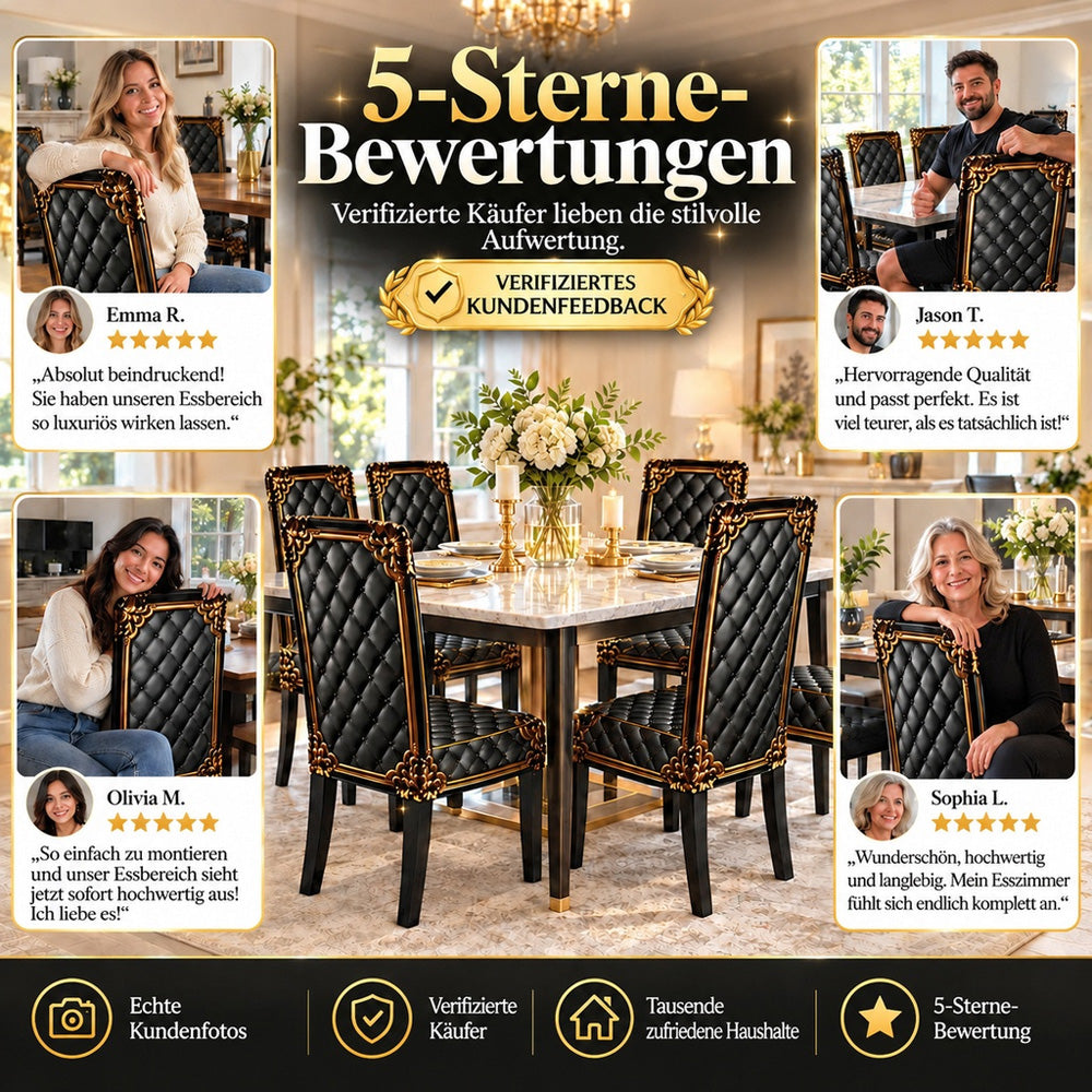👑 Nur für kurze Zeit im Angebot! ✨ Waschbarer Stretch-Stuhlbezug – goldfarbenes Barockmuster & dichtes, elastisches Gewebe 💎