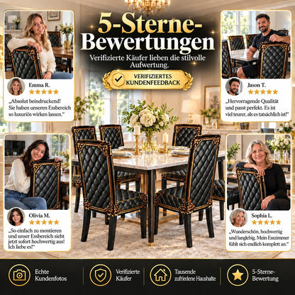 👑 Nur für kurze Zeit im Angebot! ✨ Waschbarer Stretch-Stuhlbezug – goldfarbenes Barockmuster & dichtes, elastisches Gewebe 💎