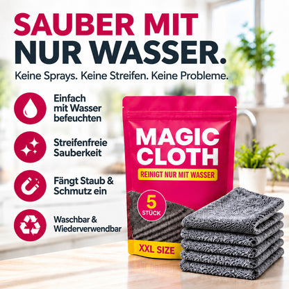 🪣Magic Reinigungstuch (5er-Pack) – Ohne Reiniger, Keine Streifen, Für Glas, Edelstahl & Bildschirme
