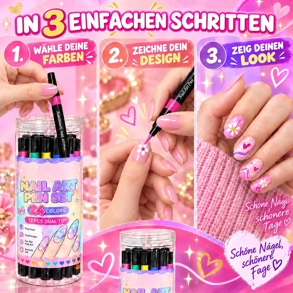 UPSELL💅24‑Farben Doppelseitige Nagelkunststifte – DIY-Maniküre-Zeichenset🎁
