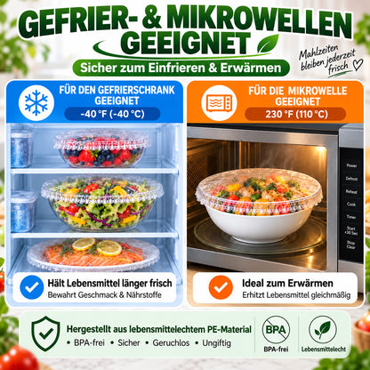 ❄️100 Stück Einweg-Frischhaltehauben🥗elastische Abdeckungen für Schüsseln & Teller, Alternative zu Frischhaltefolie für Lebensmittelaufbewahrung & Reste