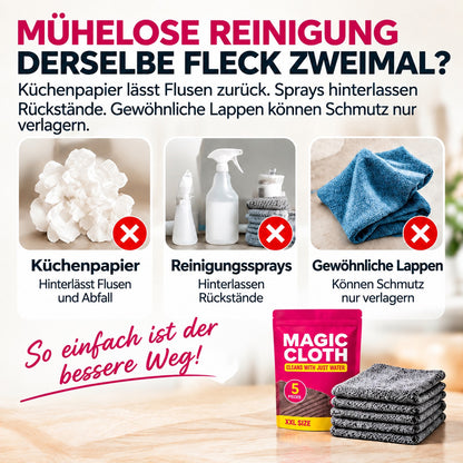 🪣Magic Reinigungstuch (5er-Pack) – Ohne Reiniger, Keine Streifen, Für Glas, Edelstahl & Bildschirme