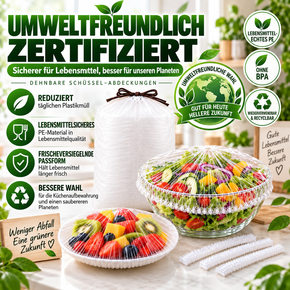 ❄️100 Stück Einweg-Frischhaltehauben🥗elastische Abdeckungen für Schüsseln & Teller, Alternative zu Frischhaltefolie für Lebensmittelaufbewahrung & Reste