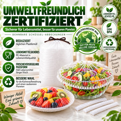 ❄️100 Stück Einweg-Frischhaltehauben🥗elastische Abdeckungen für Schüsseln & Teller, Alternative zu Frischhaltefolie für Lebensmittelaufbewahrung & Reste