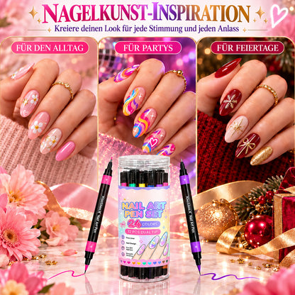 UPSELL💅24‑Farben Doppelseitige Nagelkunststifte – DIY-Maniküre-Zeichenset🎁