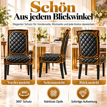 👑 Nur für kurze Zeit im Angebot! ✨ Waschbarer Stretch-Stuhlbezug – goldfarbenes Barockmuster & dichtes, elastisches Gewebe 💎
