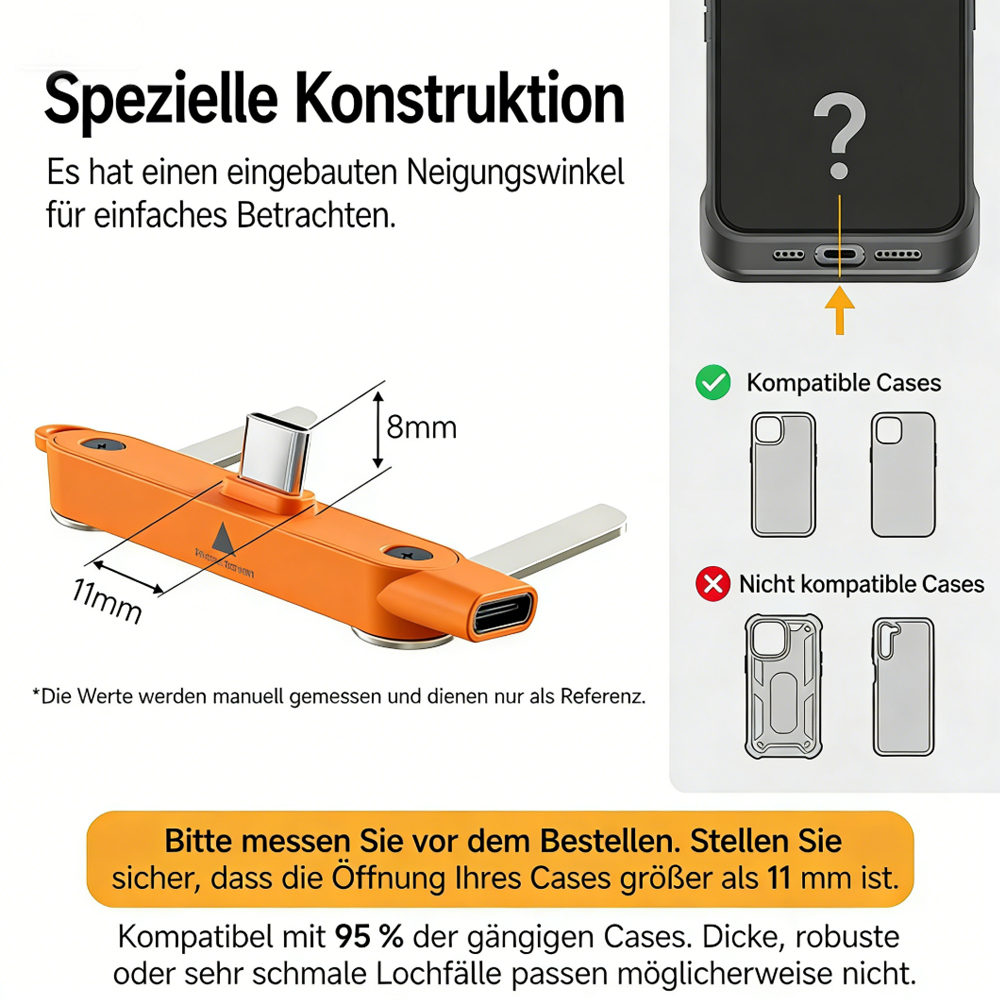 Tinycarry® 240W SuperCharge 360° drehbare unsichtbare Halterung, abnehmbares 2‑in‑1 Ladekabel, Zinklegierung & Silikon, Type‑C Kabel, kompatibel mit Apple und Samsung, unverzichtbar für Gaming, Büro und Auto up