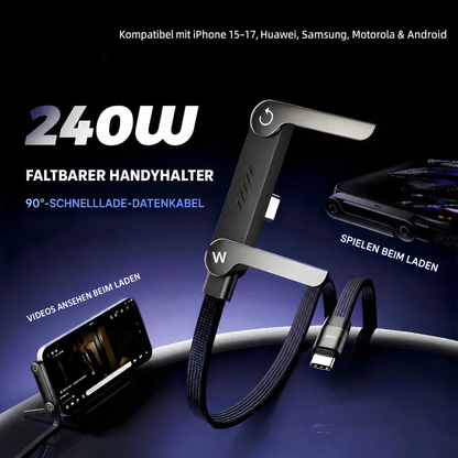 🔥Nur heute 57 % Rabatt – ⚡2-in-1 Unsichtbares Halter-Ladekabel – 240W Schnellladekabel mit integriertem Handyhalter