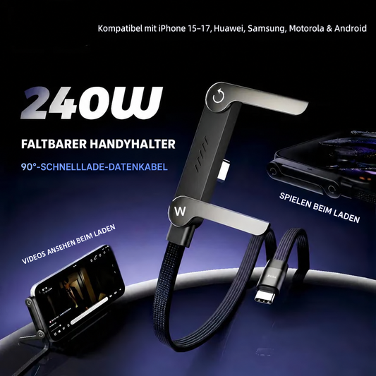 🔥Nur heute 57 % Rabatt – ⚡2-in-1 Unsichtbares Halter-Ladekabel – 240W Schnellladekabel mit integriertem Handyhalter