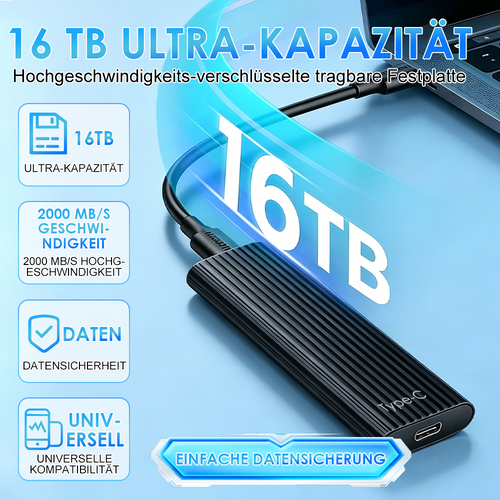🏆Blitzverkauf⚡ Über 50.000 verkauft! Fast ausverkauft – 🔥16TB tragbare Mini-SSD mit großer Kapazität und Type-C 🔥