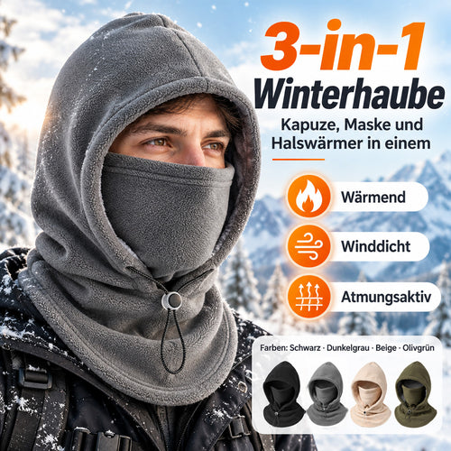 🔥 3-in-1 Thermo-Winterhaube – Mütze, Maske & Schal in einem | Weiches Fleece für warme Wintertage ❄️（Extra dick gefüttert）