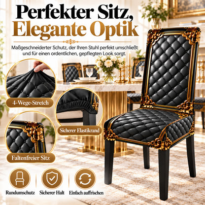 👑 Nur für kurze Zeit im Angebot! ✨ Waschbarer Stretch-Stuhlbezug – goldfarbenes Barockmuster & dichtes, elastisches Gewebe 💎