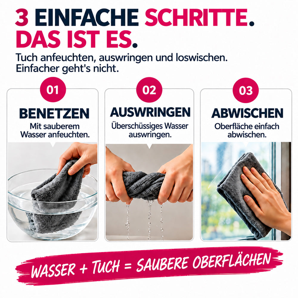 🪣Magic Reinigungstuch (5er-Pack) – Ohne Reiniger, Keine Streifen, Für Glas, Edelstahl & Bildschirme
