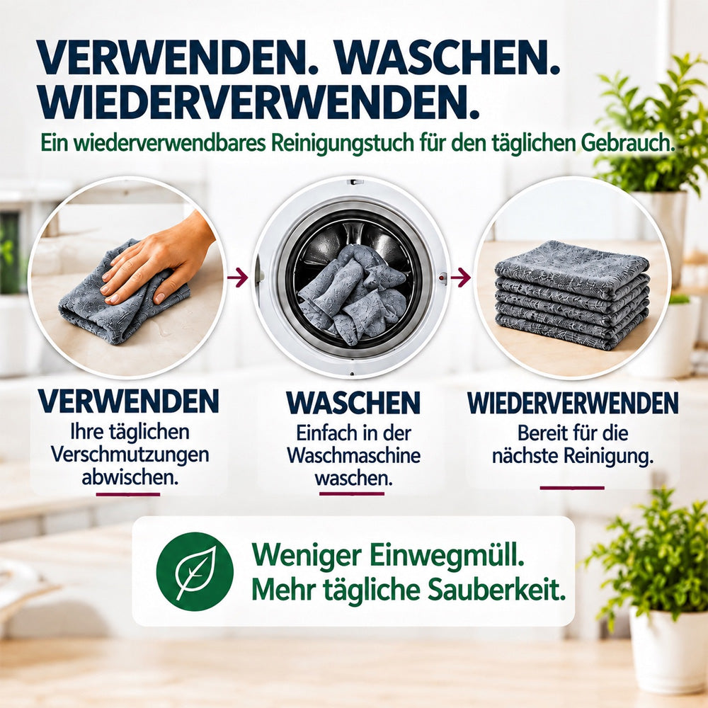 🪣Magic Reinigungstuch (5er-Pack) – Ohne Reiniger, Keine Streifen, Für Glas, Edelstahl & Bildschirme