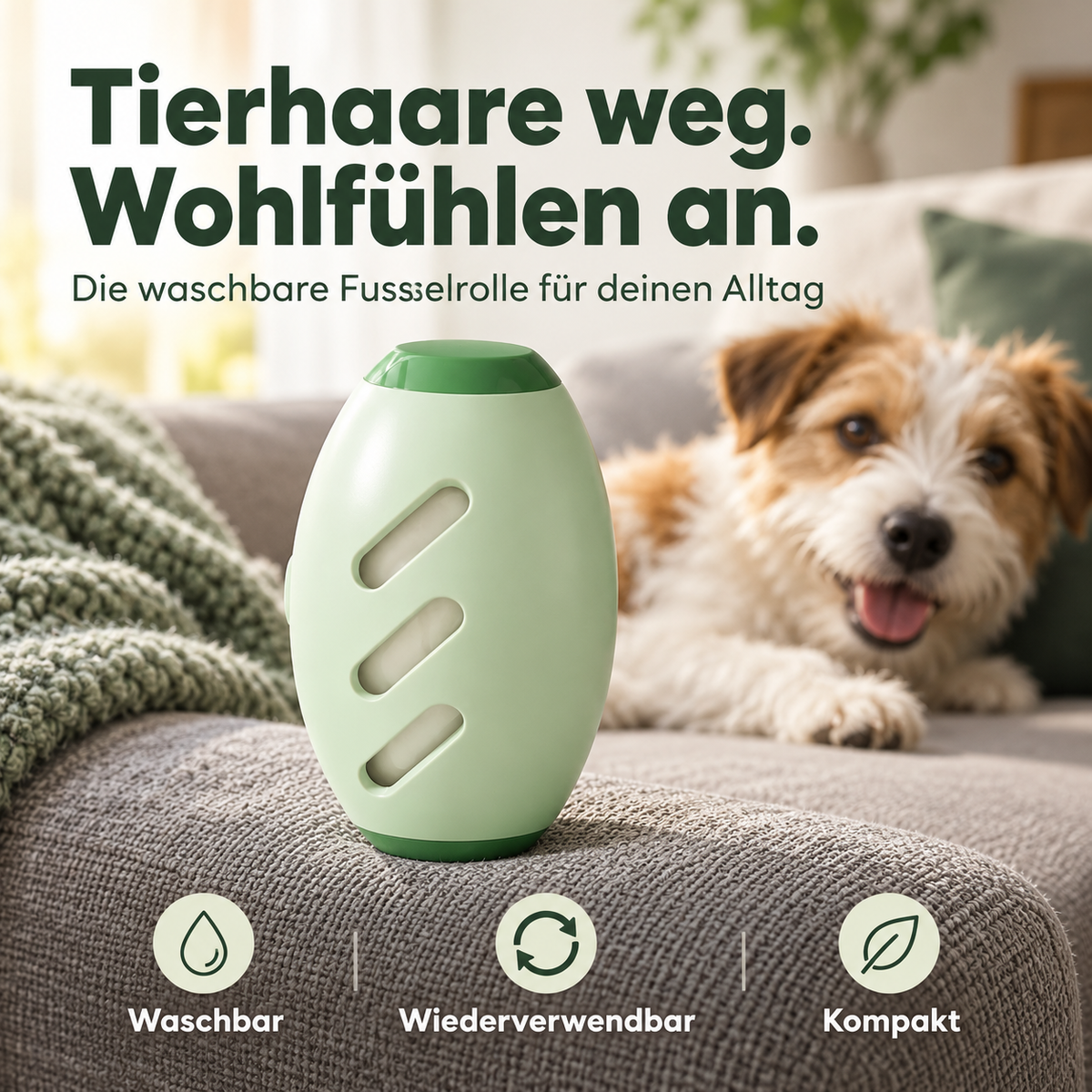 UPSELL 🐱🐶Wiederverwendbare Fusselrolle – Waschbarer Tierhaarentferner für Kleidung, Sofa & Teppiche