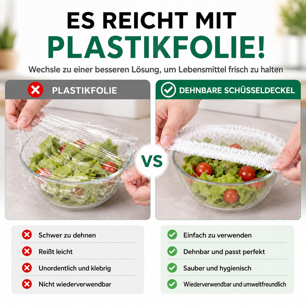 100 Stück Einweg-Frischhaltehauben, elastische Abdeckungen für Schüsseln & Teller, Alternative zu Frischhaltefolie für Lebensmittelaufbewahrung & Reste