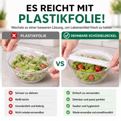 100 Stück Einweg-Frischhaltehauben, elastische Abdeckungen für Schüsseln & Teller, Alternative zu Frischhaltefolie für Lebensmittelaufbewahrung & Reste
