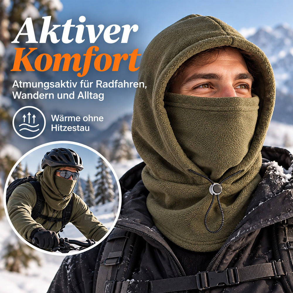🔥 3-in-1 Thermo-Winterhaube – Mütze, Maske & Schal in einem | Weiches Fleece für warme Wintertage ❄️（Extra dick gefüttert）