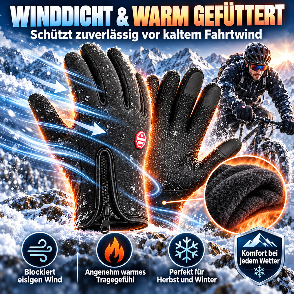 UPSELL ❄️ Touchscreen-Winterhandschuhe – Wind- & wasserdicht mit warmem Fleecefutter | Rutschfeste Handflächen & praktischer Reißverschluss | Ideal zum Radfahren, Skifahren & Wandern 🧤