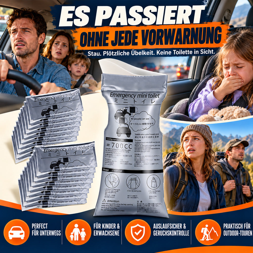 🚗 700-ml-Notfallbeutel für Urin & Erbrochenes | Schnell saugend und verschließbar – für Autofahrten, Camping & Reiseübelkeit 🤢