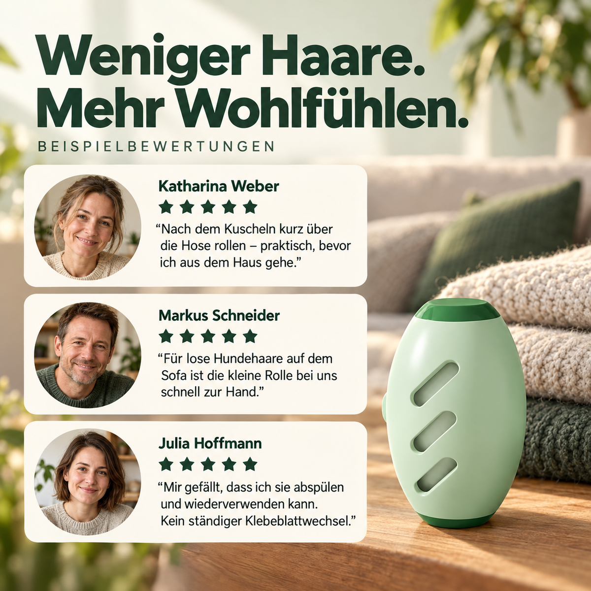 UPSELL 🐱🐶Wiederverwendbare Fusselrolle – Waschbarer Tierhaarentferner für Kleidung, Sofa & Teppiche