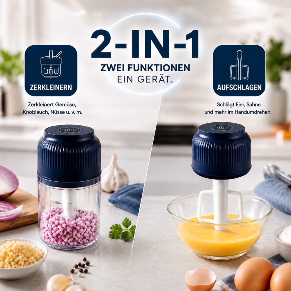 🍹🥑 50 % RABATT! 🌪️ 6-Klingen Elektrischer Zerkleinerer｜Für Gemüse, Zwiebeln, Kräuter, Nüsse & Fleisch｜Kabellos, One-Touch & Leicht zu Reinigen｜Baby Food Maker, Entsafter, Gewürzmühle & Fleischwolf
