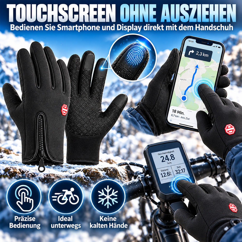 UPSELL ❄️ Touchscreen-Winterhandschuhe – Wind- & wasserdicht mit warmem Fleecefutter | Rutschfeste Handflächen & praktischer Reißverschluss | Ideal zum Radfahren, Skifahren & Wandern 🧤