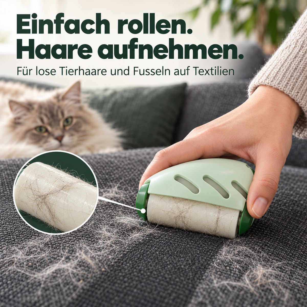 UPSELL 🐱🐶Wiederverwendbare Fusselrolle – Waschbarer Tierhaarentferner für Kleidung, Sofa & Teppiche