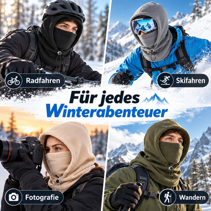 🔥 3-in-1 Thermo-Winterhaube – Mütze, Maske & Schal in einem | Weiches Fleece für warme Wintertage ❄️（Extra dick gefüttert）