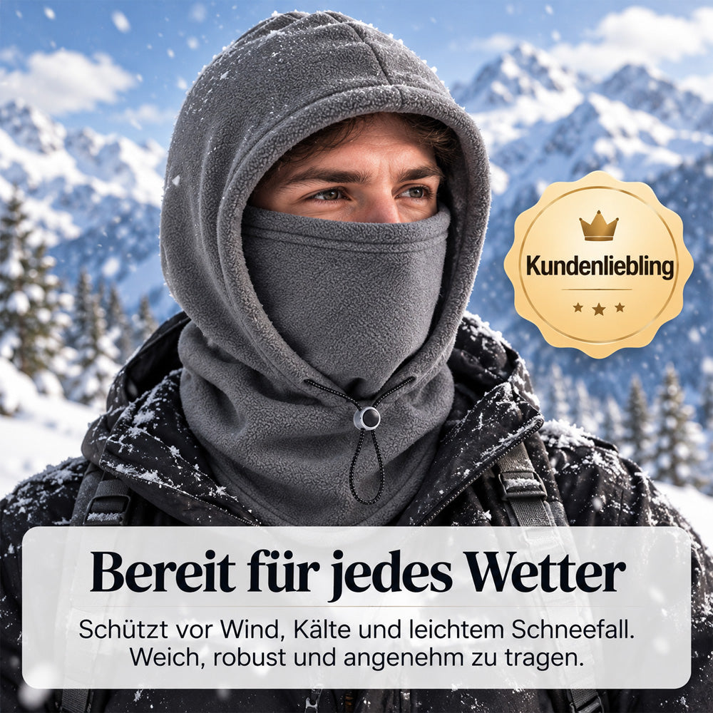 🔥 3-in-1 Thermo-Winterhaube – Mütze, Maske & Schal in einem | Weiches Fleece für warme Wintertage ❄️（Extra dick gefüttert）
