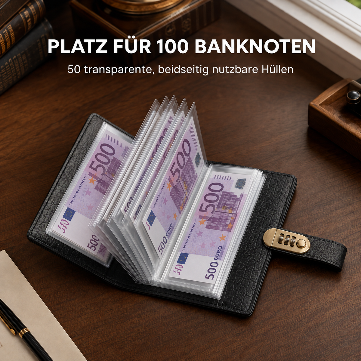 💵 100 Transparentes Sammelalbum für Geldscheine, Belege & Tickets