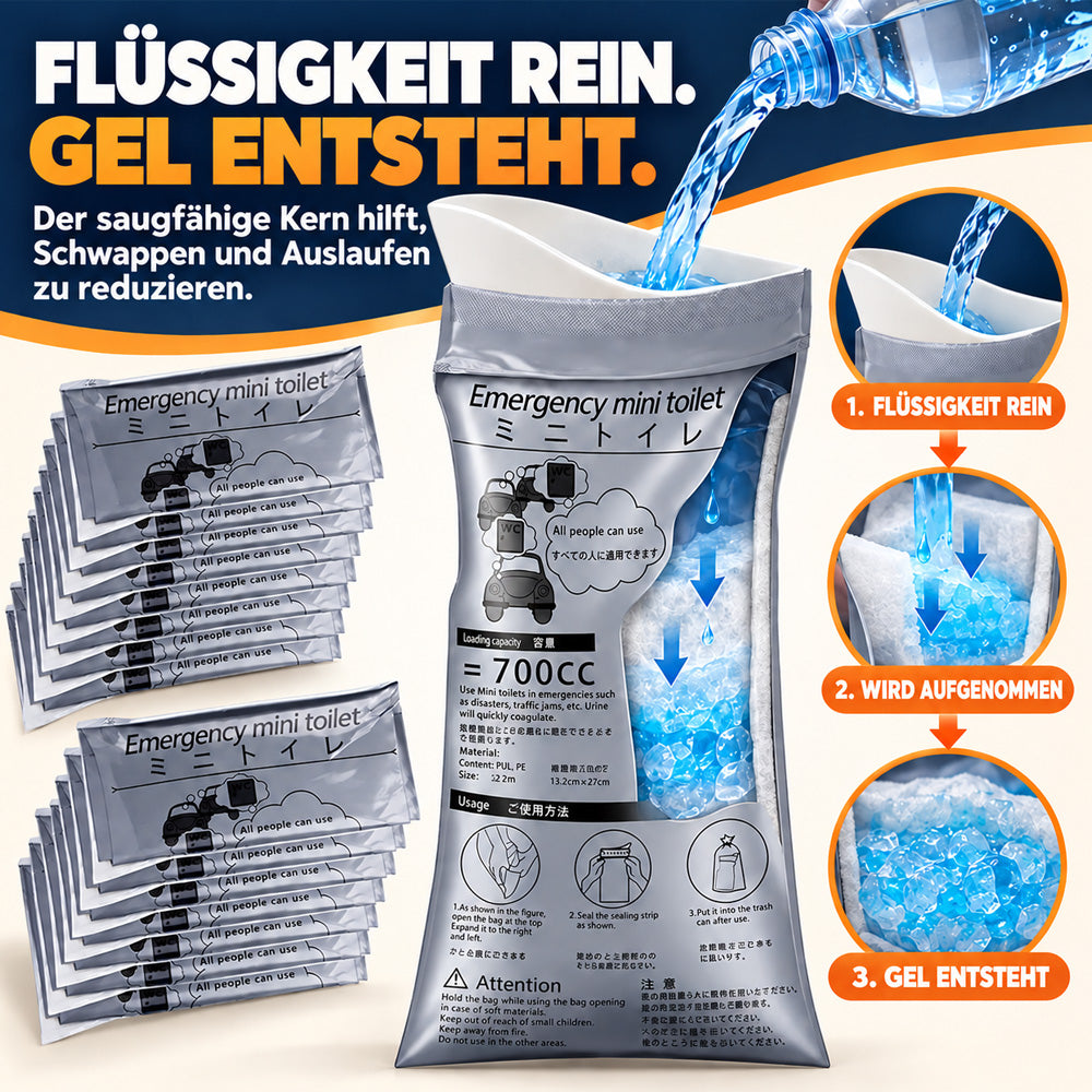 🚗 700-ml-Notfallbeutel für Urin & Erbrochenes | Schnell saugend und verschließbar – für Autofahrten, Camping & Reiseübelkeit 🤢