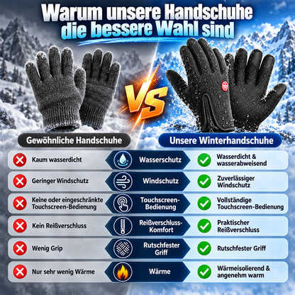 UPSELL ❄️ Touchscreen-Winterhandschuhe – Wind- & wasserdicht mit warmem Fleecefutter | Rutschfeste Handflächen & praktischer Reißverschluss | Ideal zum Radfahren, Skifahren & Wandern 🧤