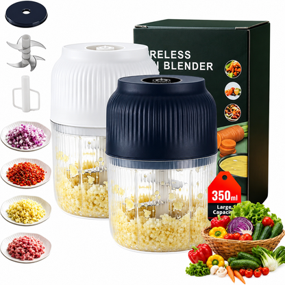 🍹🥑 50 % RABATT! 🌪️ 6-Klingen Elektrischer Zerkleinerer｜Für Gemüse, Zwiebeln, Kräuter, Nüsse & Fleisch｜Kabellos, One-Touch & Leicht zu Reinigen｜Baby Food Maker, Entsafter, Gewürzmühle & Fleischwolf