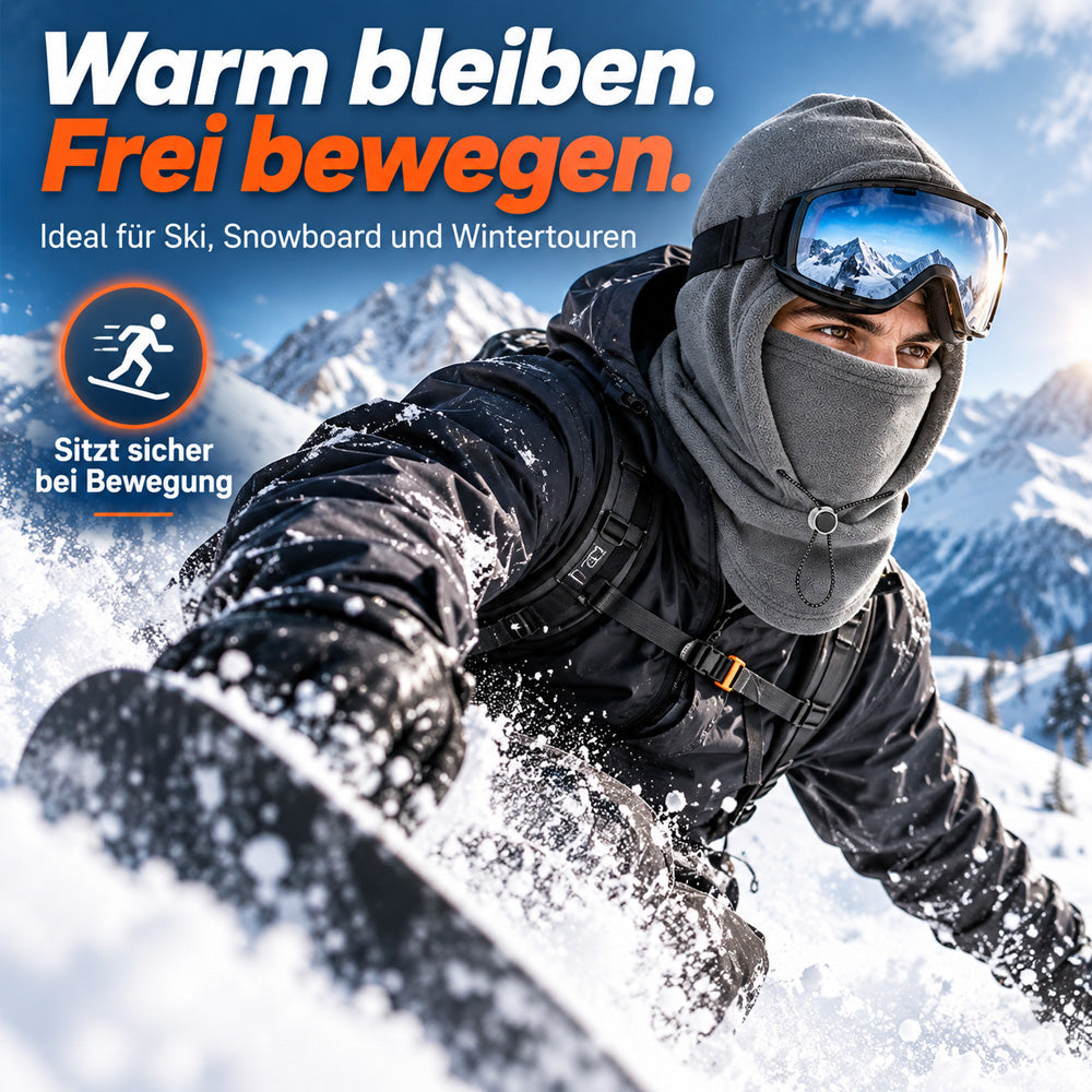 🔥 3-in-1 Thermo-Winterhaube – Mütze, Maske & Schal in einem | Weiches Fleece für warme Wintertage ❄️（Extra dick gefüttert）