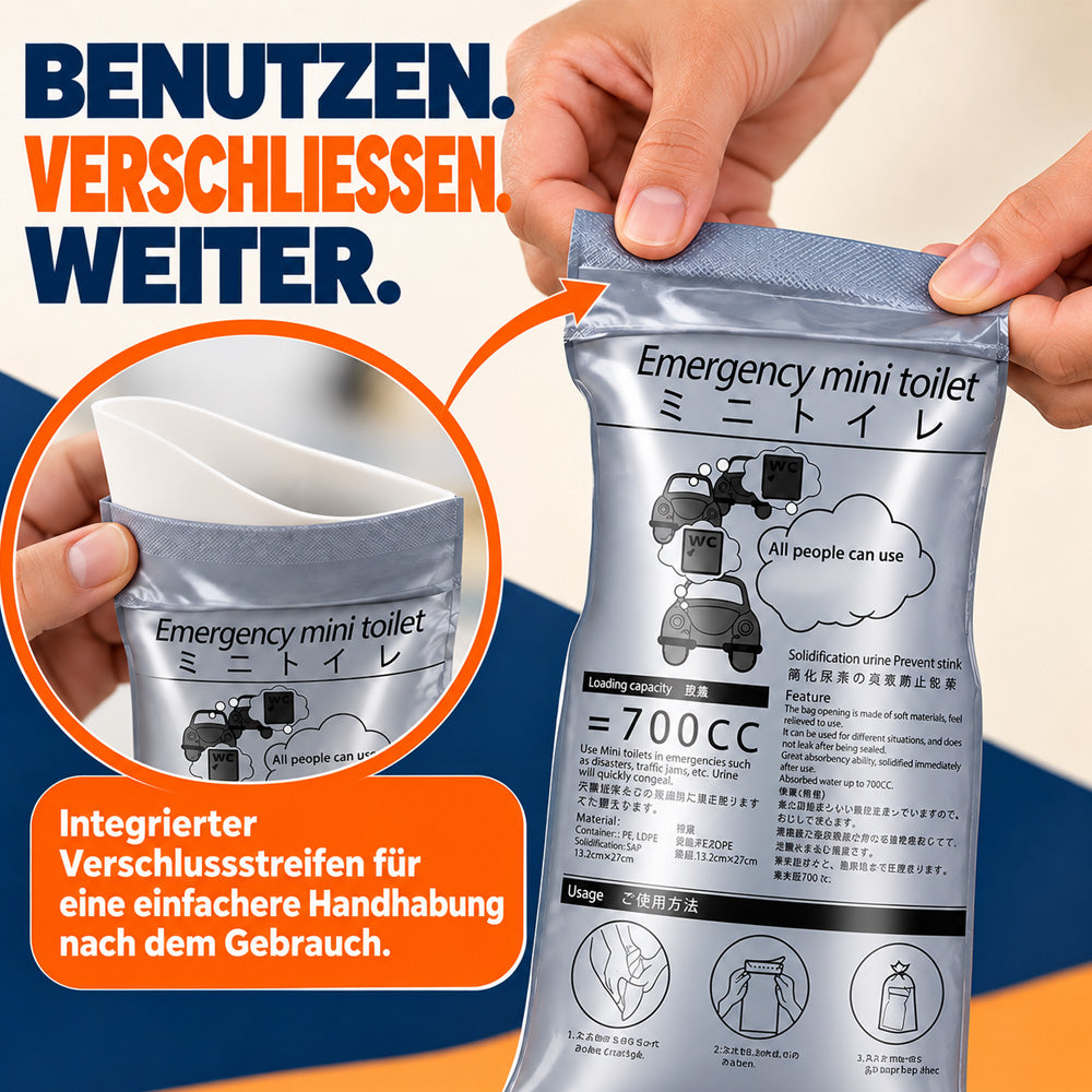 🚗 700-ml-Notfallbeutel für Urin & Erbrochenes | Schnell saugend und verschließbar – für Autofahrten, Camping & Reiseübelkeit 🤢