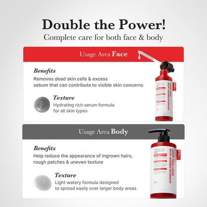 🧊Last 3 hours 60% off⏰: Hypochlorous Acid & Rice Extract Clarifying Duo:Gentle Exfoliating Serum for Face & Body to Refine Pores, Control Sebum & Smooth Skin